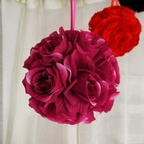 Efavormart 2 Pack | 7" FUSHIA Flower Ball Silk Rose Pomander Kissing Ball
