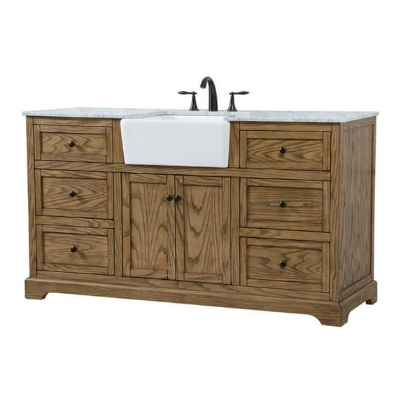 Elegant Decor Franklin 60" Aluminum MDF Single Bathroom Vanity in Driftwood