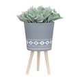 thumbnail image 2 of Set of 2 Gray Diamond Planters with Wood Legs | 10" & 12" Magnesia Pots for Indoor Plants, Succulents, Terrariums | Stylish Home & Garden Decor, 2 of 7