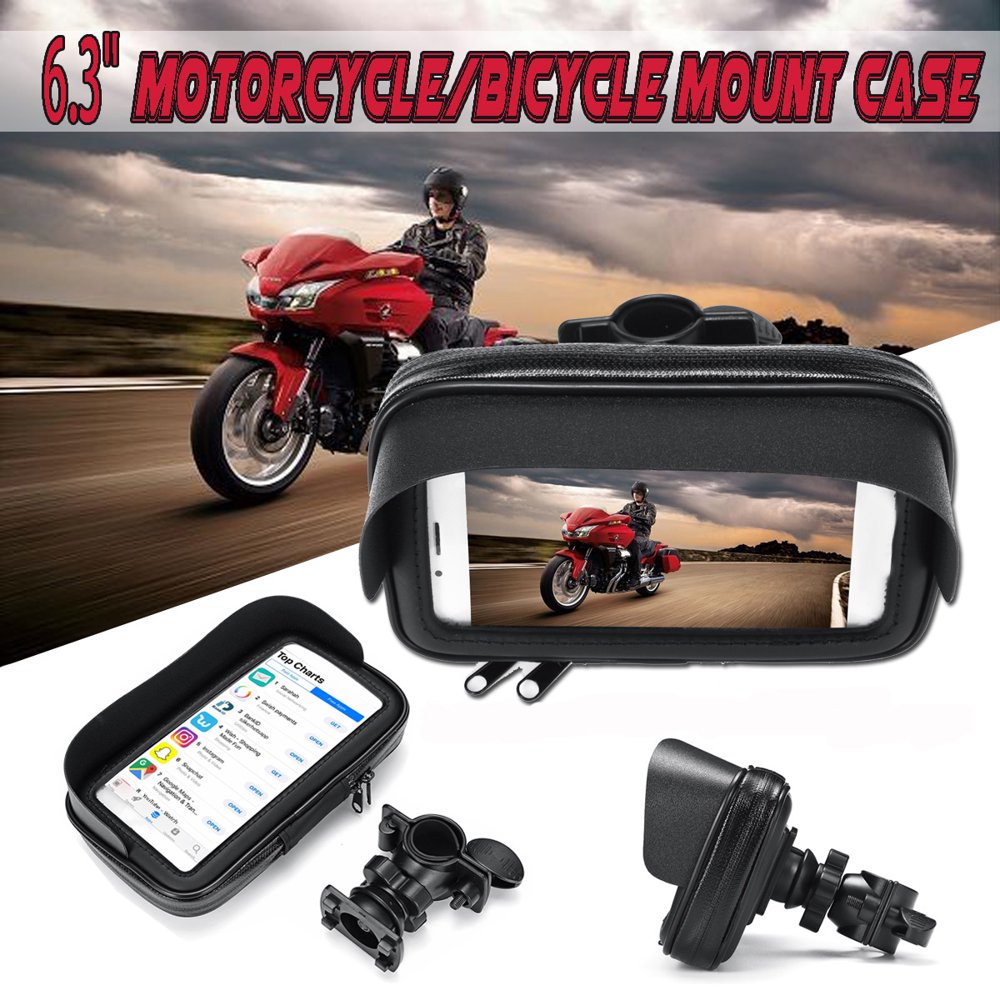 6.3'' Waterproof Motorcycle Bicycle Bike Handlebar Mount Case Phone GPS