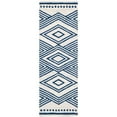 thumbnail image 5 of SAFAVIEH Micro-Loop Glenda Geometric Aztec Wool Runner Rug, Ivory/Navy, 2'6" x 9', 5 of 10