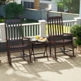 thumbnail image 4 of Costway Outdoor Wooden Rocking Chair with Solid Rocking Base Slatted Seat & Back Patio Brown, 4 of 9