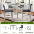 thumbnail image 4 of UHOMEPRO 5 Piece Dining Room Set, Rectangle Counter Height Dining Table with 4 Upholstered Chairs and Crystal Decoration for Bar Dining Room Nook, Modern Kitchen Table Set for 4 Persons, Gray, 4 of 11