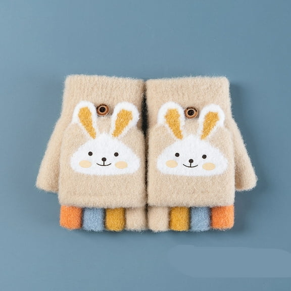 Toddler Kids Children's Knit Cartoon Rabbit Winter Warm Girls Boys Baby Gloves Mittens