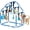 Blue/10 toys/33.5 x 28.5 x 19.6", variant on Play Gym for Small Dogs with PVC Frame, 10 Hanging Toys & Stretchy Ropes for Indoor Enrichment Activity