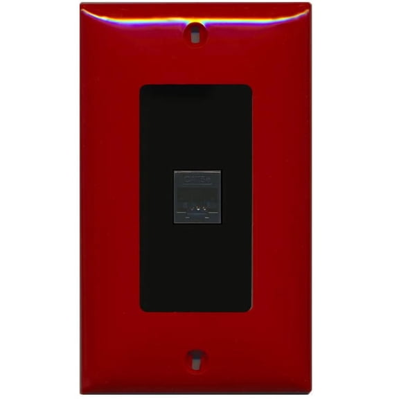 RiteAV Decorative 1 Gang 1 Port Cat5e Wall Plate - Red/Black