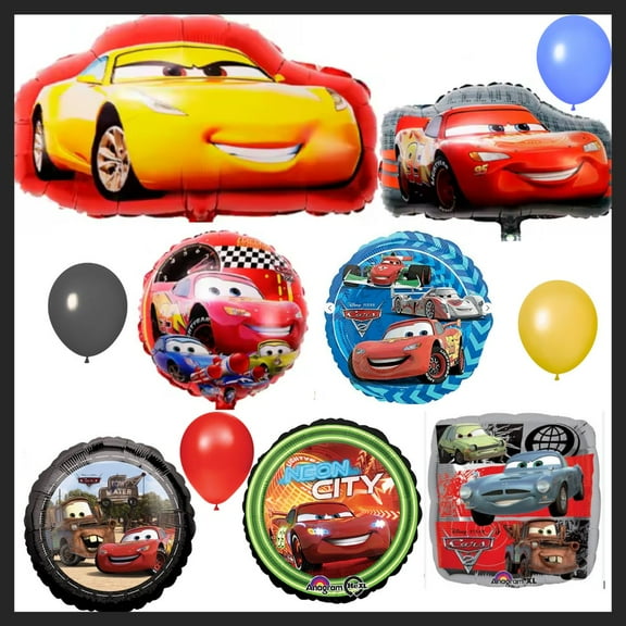 Cars Balloon Bouquet – 11 Pieces Including McQueen, Cruz Ramirez, and More – Perfect for Birthday Parties and Events