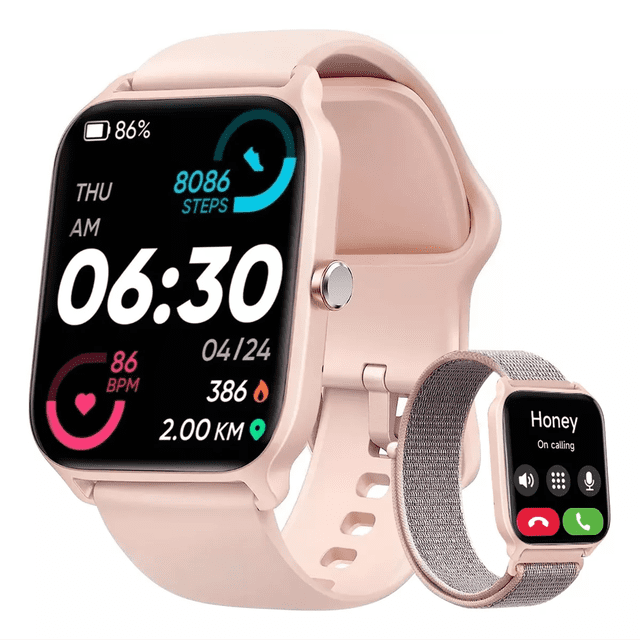 Smartwatch 1.8'' Reloj Inteligente Bluetooth Rosa incluye 2correas