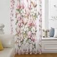 thumbnail image 5 of Spring Floral Sheer Curtains 45 Inches Long, Retro Pink Orchid Flowers Leaves Botanical Light Filering Curtains, Breathable Simi Curtain Privacy Drapes for Kitchen Bathroom Small Window Treatment, 5 of 9
