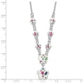 thumbnail image 3 of 925 Sterling Silver Cable Necklace with Pendants Chain Stellux Multicolor Crystal Flower w/ 2in ext. 20 inch, 3 of 3