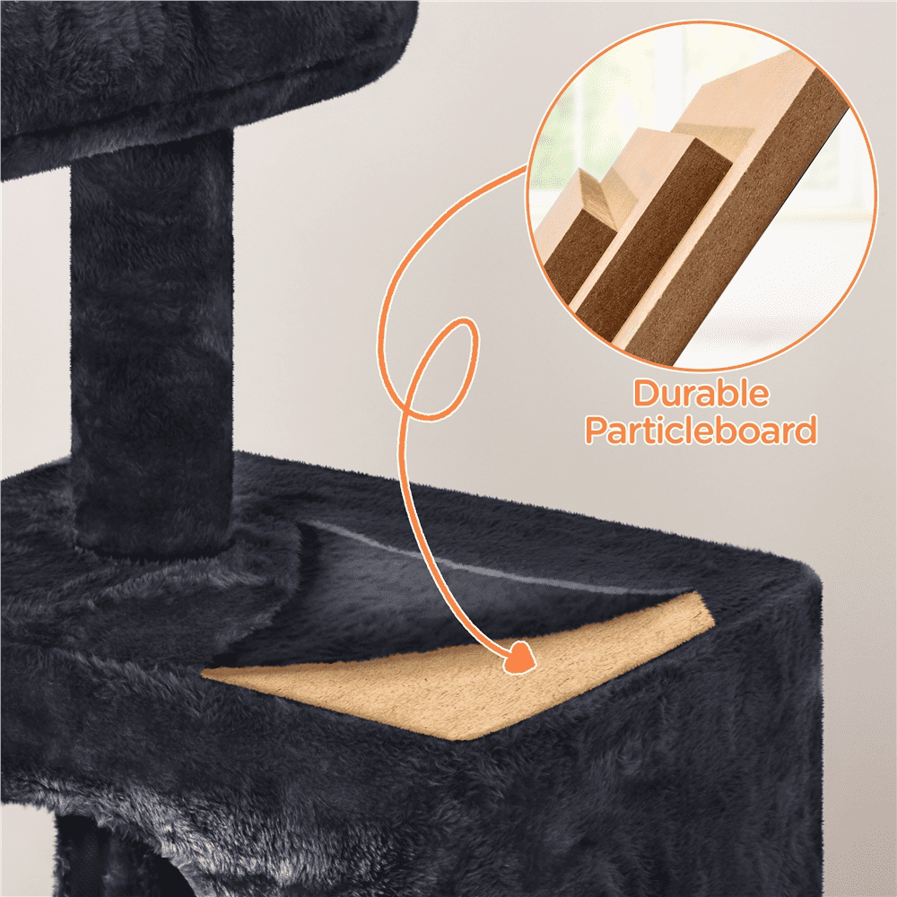 Yaheetech 36'' H Multilevel Cat Tree with Scratching Posts Sisal Rope Furry Ball, Black