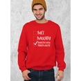 thumbnail image 2 of Christmas Innocent Until Proven Guilty Check Shirt Crewneck Sweatshirt, M, Red, 2 of 6