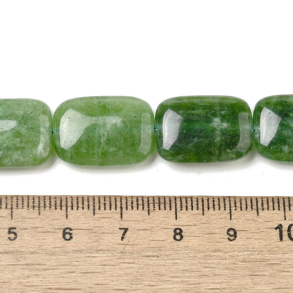Natural Dyed Malaysia Jade Beads Strands Rectangle Green 18~18.5x13~13.5x4.5~5mm Hole: 1.2mm 22pcs/strand 15.87''(40.3cm)