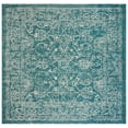 thumbnail image 3 of SAFAVIEH Courtyard Darin Botanical Indoor/Outdoor Area Rug, Turquoise, 7'10" x 7'10" Square, 3 of 15