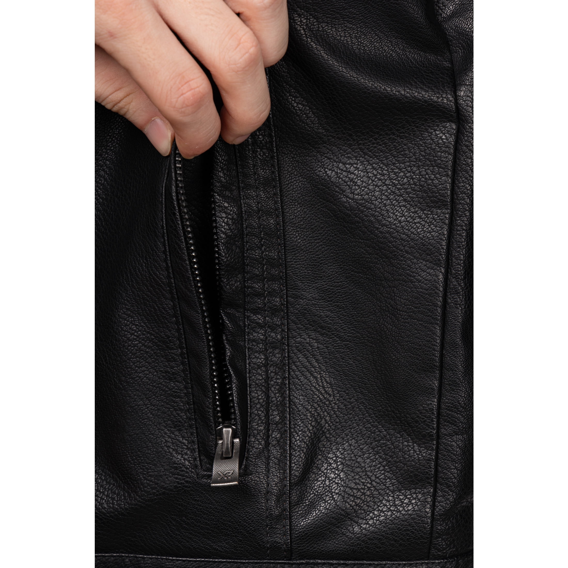 X RAY Teen Faux Leather Jacket for Fall & Winter (S - XL), Kids Outerwear Coat, Motorcycle PU Leather Jacket for Boys, Black, XL