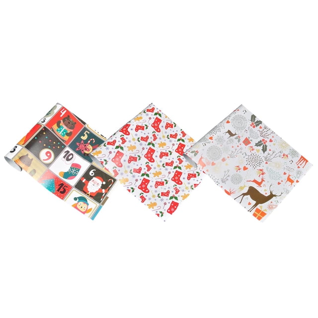 3Pcs Wrapping Paper Set 51x75cm Handmade Unique Designs for Gift Checkered