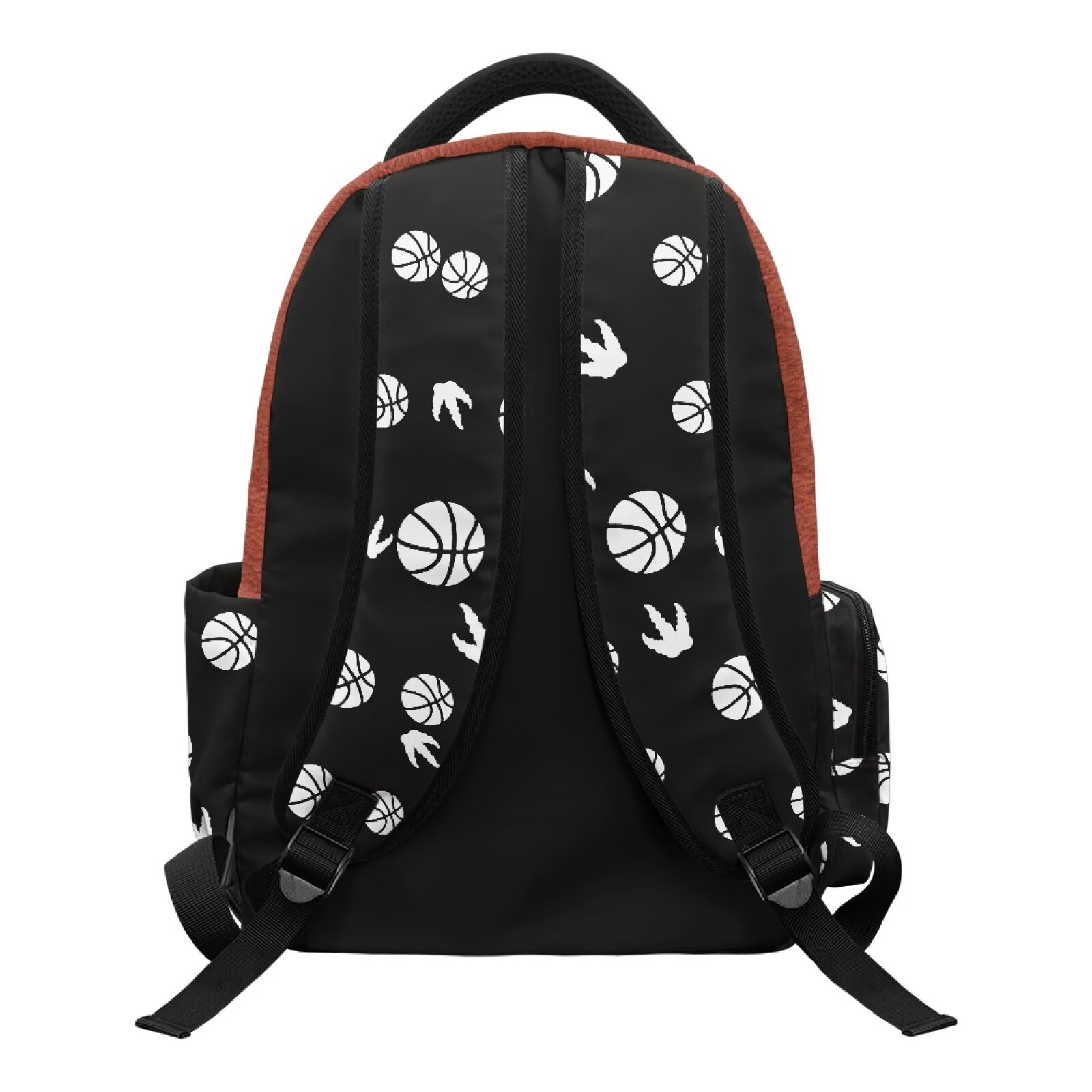 Mochila escolar para niños de 17 pulgadas, gran capacidad, resistente al agua, poliéster, ligera, con estampado de baloncesto y dinosaurio, para primaria, viajes y senderismo 2