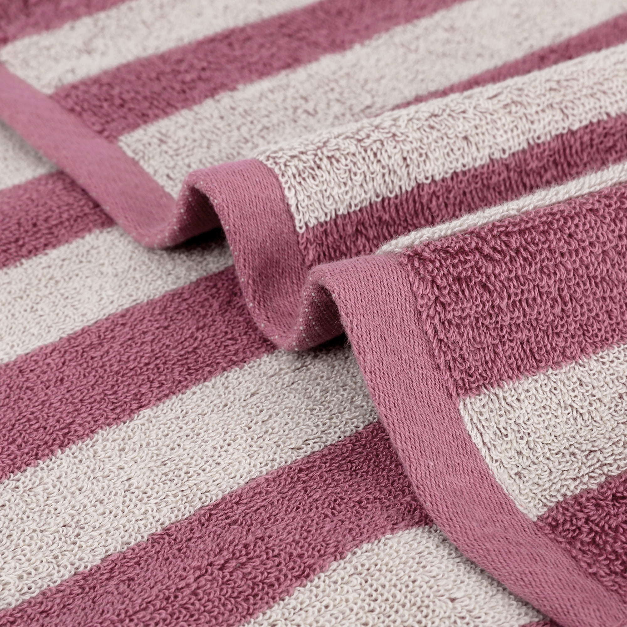 Unique Bargains Striped Cotton Hand Towel Set Soft Towels Purple 13" x 29" -4 Piece