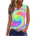 thumbnail image 2 of Nrmvnmi Plus Size Tank Tops for Women V Neck Sleeveless Tie Dye Shirt Casual Summer Solid Color Oversized Tanks Mothers Day Gifts, 2 of 5