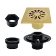 thumbnail image 5 of Kingston Brass BSFK4161BB Watercourse 4-Inch Brass Square Grid Shower Drain with Hair Strainer and Base Flange in Brushed Brass, 5 of 5