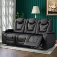thumbnail image 5 of Bonzy Home Theater Recliner Chair Sofa, PU Leather 3 seat Power Recliner Sofa with Cup Holders, USB Ports, Black, 5 of 6