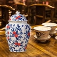 thumbnail image 4 of Tarro de jengibre de porcelana de estilo chino, artesanía, arreglo floral, almacenamiento de té para Estilo A, 4 of 7