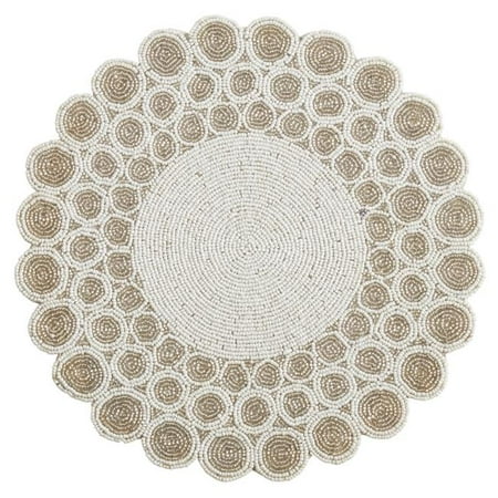 

Saro Lifestyle 181.W14R 14 in. Beaded Design Placemats White - Set of 4