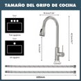 thumbnail image 2 of Llaves para Fregadero de Cocina, Grifo de Cocina Extraíble, Llave de Agua para Tarja, Monomando para Fregadero, con Modelos Calientes y Fríos, Mezcladora para Cocina,Plata, 2 of 5