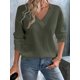 thumbnail image 4 of Blusas de Punto Gofre para Mujer, Blusas Casuales de Larga con Farol, Cuello en V, Camisetas Oversize. Verde S, 4 of 8