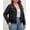 Black, variant on Giolshon Women's Plus Size PU Jacket Spring Fall Overcoat Casual Short Motorcycle Coat