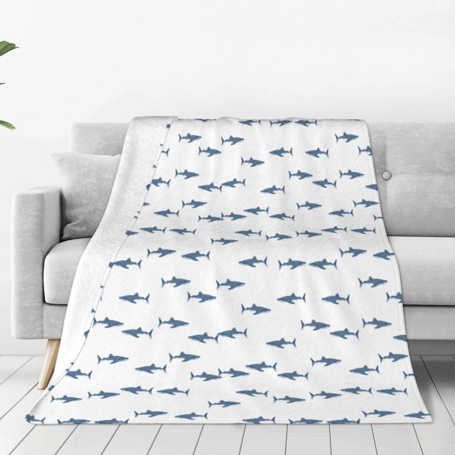 Balery Cute Shark Manta de Felpa Suave y Acogedora – Cobija de Franela Aterciopelada para Cama, Lavable y Cálida para Sofá, Mascotas, Transpirable-50"x40"