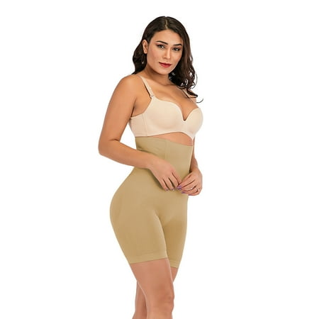 Waist Trainer for Women High Waist Tummy Control Panty Shapewear Slim Body Shaper Shorts  Beige  L