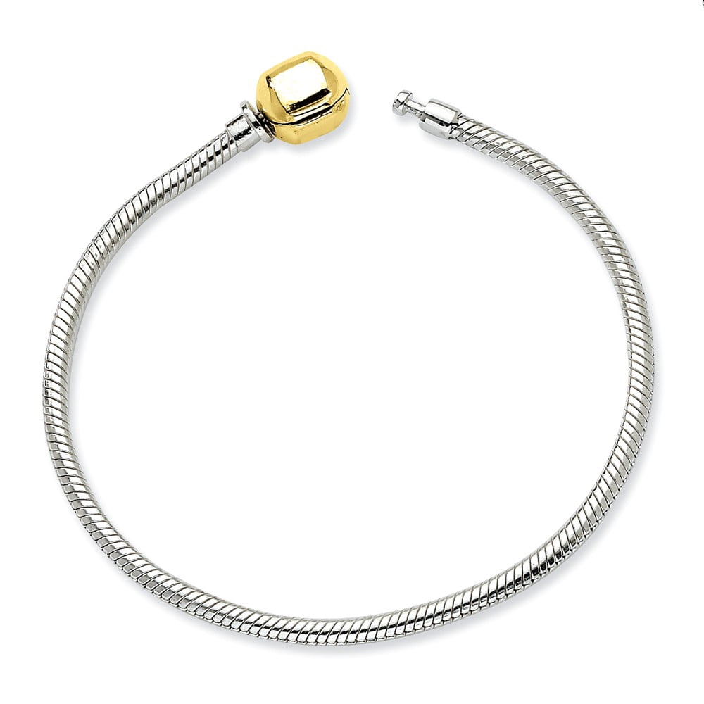 Bracelet Largeur 14mm En Acier Inoxydable - Fermoir à Charne - Résistant à L'Eau - Ton Argenté - Neuf