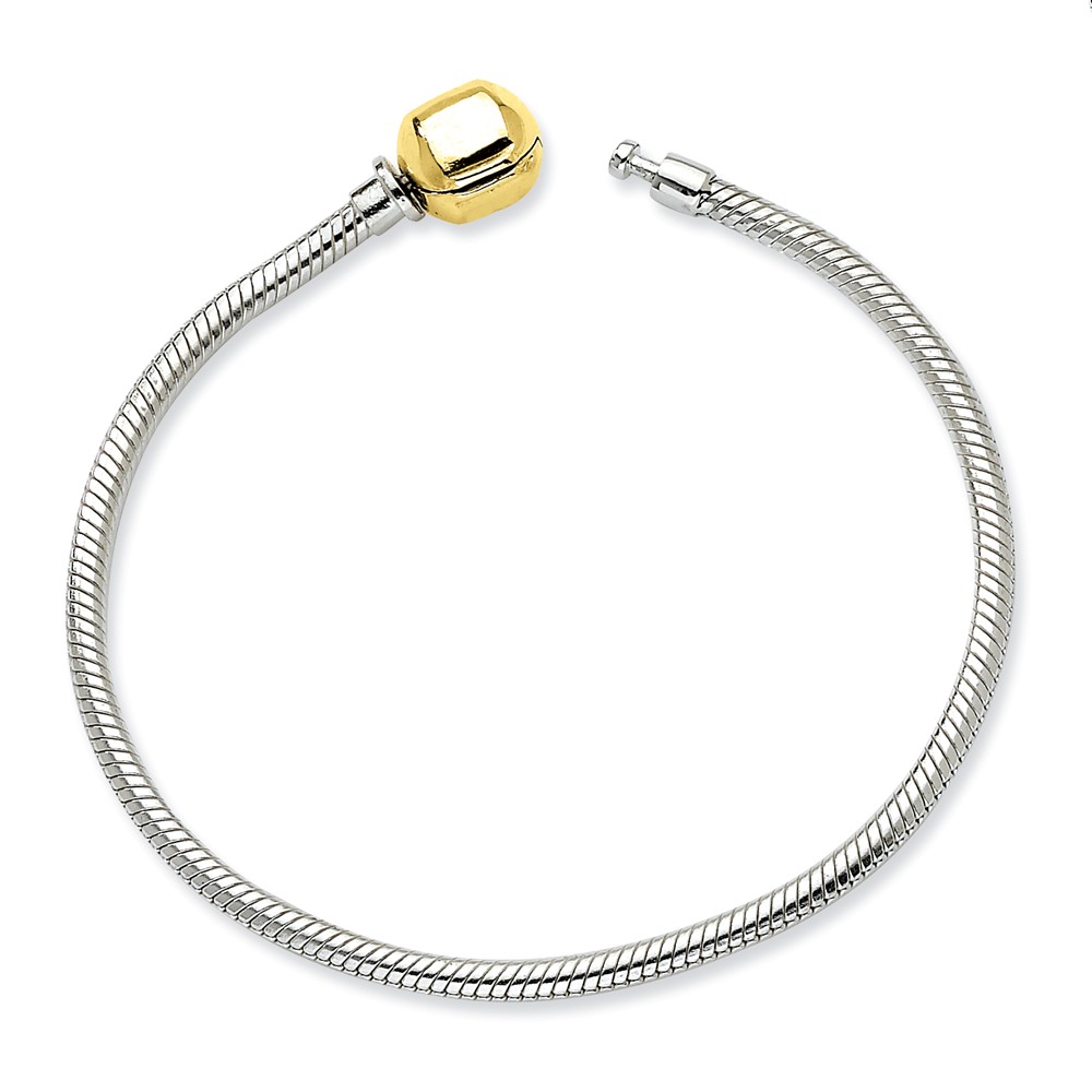 Yellow Sterling Silver bracelet Bead and Beaded 7 in 2 mm