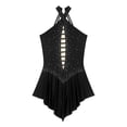 thumbnail image 5 of Kaerm Women Sleeveless Lyrical Dance Dress Shiny Rhinestone Figure Ice Skating Leotard Dresses Black L, 5 of 7