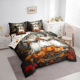 thumbnail image 2 of Manfei Kawaii Spooky Ghost 7-Piece Twin Bedding, Halloween Pumpkin Butterfly Bedding Comforter Set, Orange Black Gray,Reversible, 2 of 7