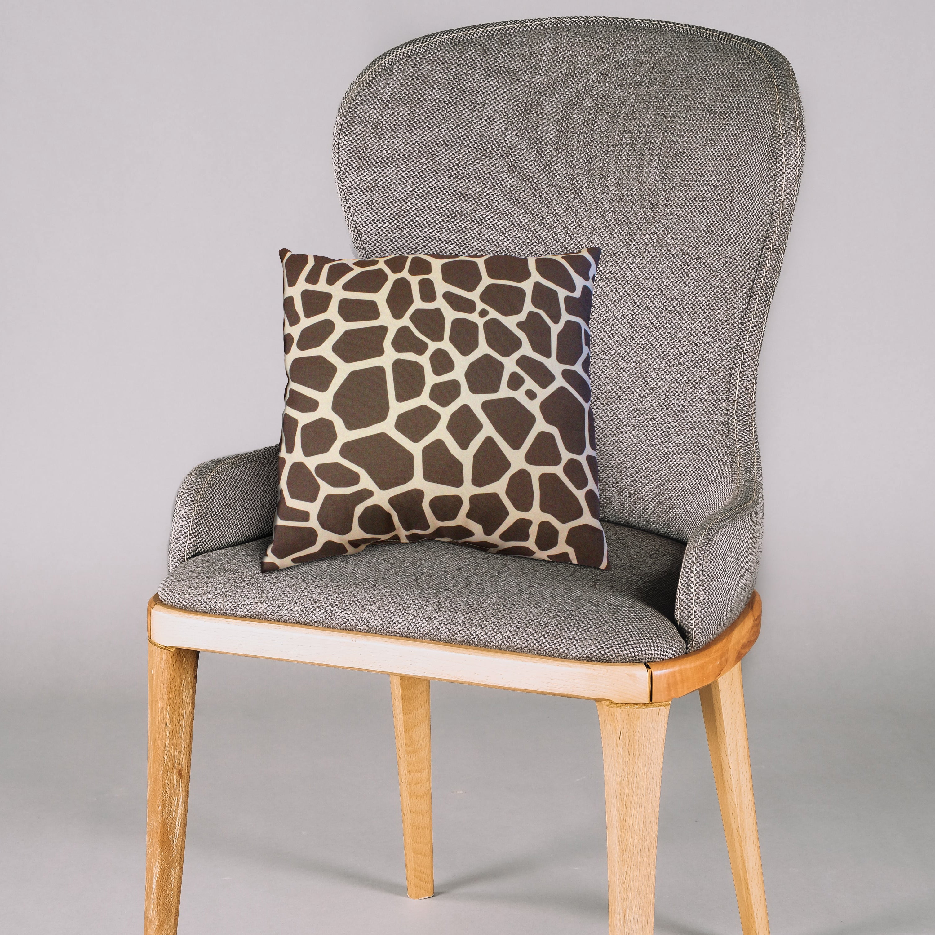 Everything Comfy Giraffe Print Decorative Throw Pillow, 16x16 Inch, Dark Brown,