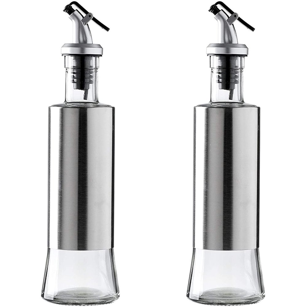 2 Pack Oil and Vinegar Cruets10 oz Glass Olive Oil and Vinegar