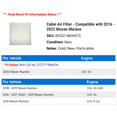 thumbnail image 2 of Cabin Air Filter - Compatible with 2016 - 2022 Nissan Murano 2017 2018 2019 2020 2021, 2 of 2