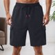 thumbnail image 2 of Pantalones cortos informales para hombre hasta la rodilla - Diseño con bolsillos de poliéster - Primavera/otoño/invierno - Color liso, S-XXXL, 2 of 8