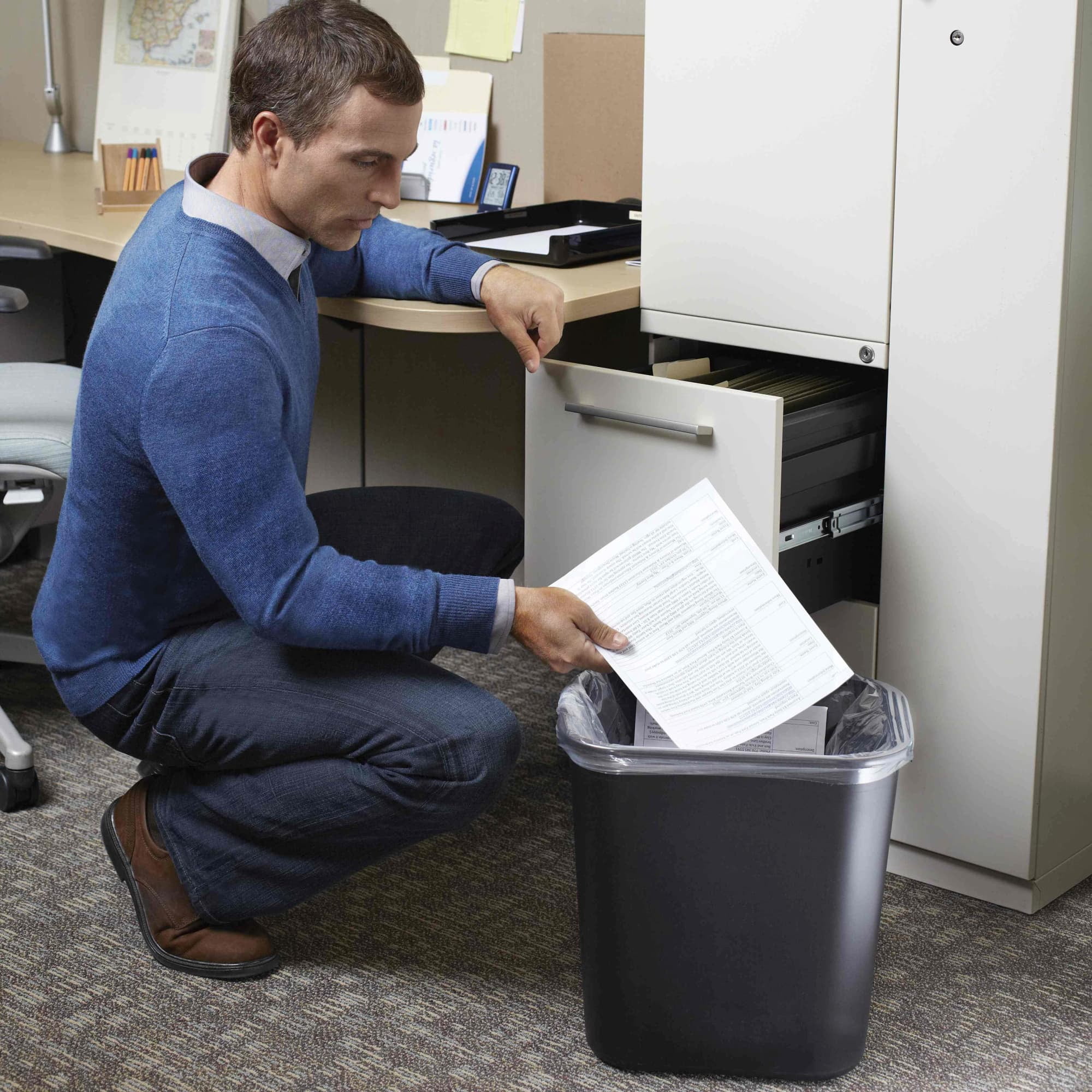 Rubbermaid Commercial Products 28Quart Black Wastebasket