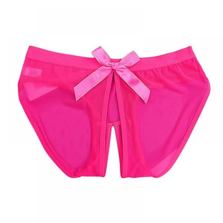 

Women Bowknot Sexy Briefs Lace Open Seethrough Panties