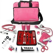 ASATechmed Nurse Starter Kit Stethoscope Blood Pressure Monitor and More - 18 Pieces Total (Pink)