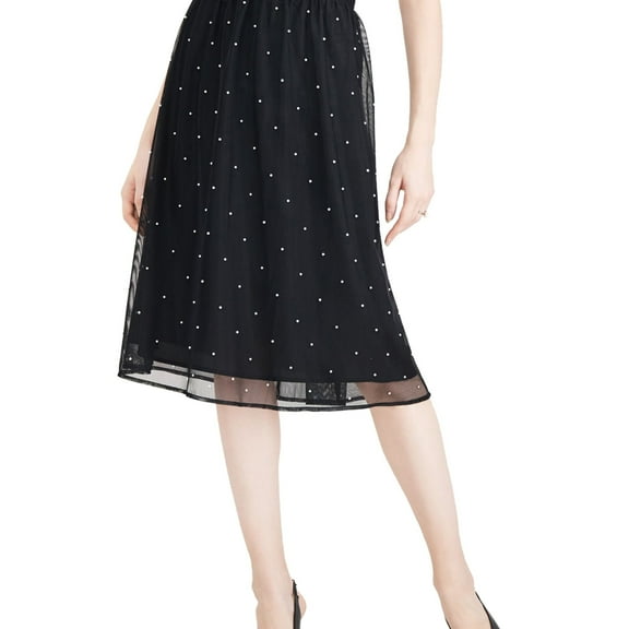 maison Jules Womens Pearl Tulle Midi Skirt, Black, X-Small