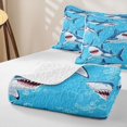thumbnail image 4 of Manfei Cartoon Shark Twin Quilt Set, Kawaii Sealife Twin Coverlet Set, Bright Blue, 2 Pieces, 1 Bedspread and 1 Pillowcase, 4 of 7