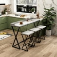 thumbnail image 3 of Kitchen Dining Table, Modern Design Pub Table with X-Shaped Table Legs, Long Dining Table Set with 3 Stools, Gray, 3 of 7