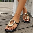 thumbnail image 5 of Dakaela Women's Flat Sandals Square Open Toe Metal Chain Summer Flip Flops Footbed Slippers Black 8.5, 5 of 8