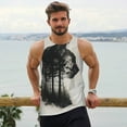 thumbnail image 6 of KLL Double Exposure Cat Forest Print Men's Muscle Gym Workout Stringer Tank Tops Bodybuilding Fitness T-Shirts Tank Tops Men-4X-Large, 6 of 7