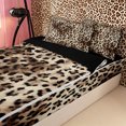thumbnail image 3 of Meiyoeat Retro Leopard Print Zipper Full Size Comforter Sets with Fitted Sheet and 2 Pillowcases, Furry Animal Pattern Zipper Bedding Set, Beige Brown,4pcs,Black Reversible, 3 of 6