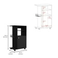 thumbnail image 3 of Kitchen Islands Clip Kitchen Cart, Single Door Cabinet, Four Casters -Black,Kitchen Carts, 3 of 7